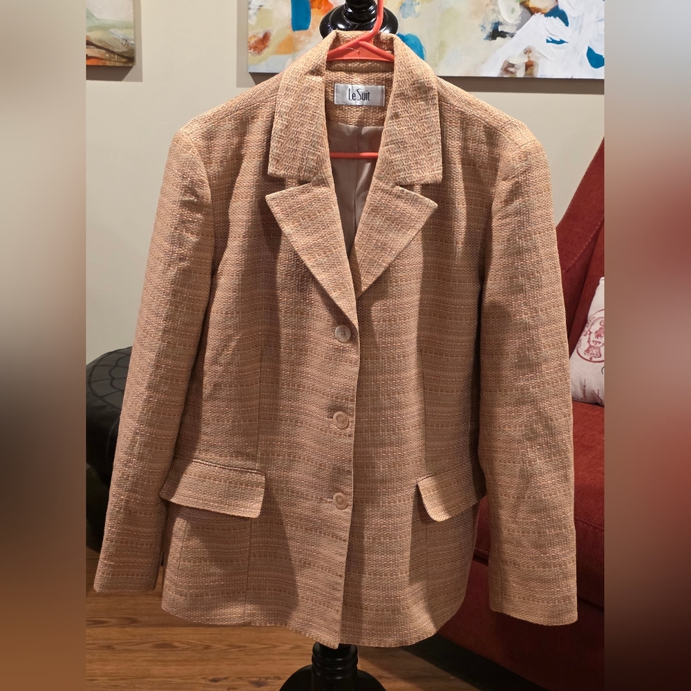 Le Suit Women's Beige Textured Blazer